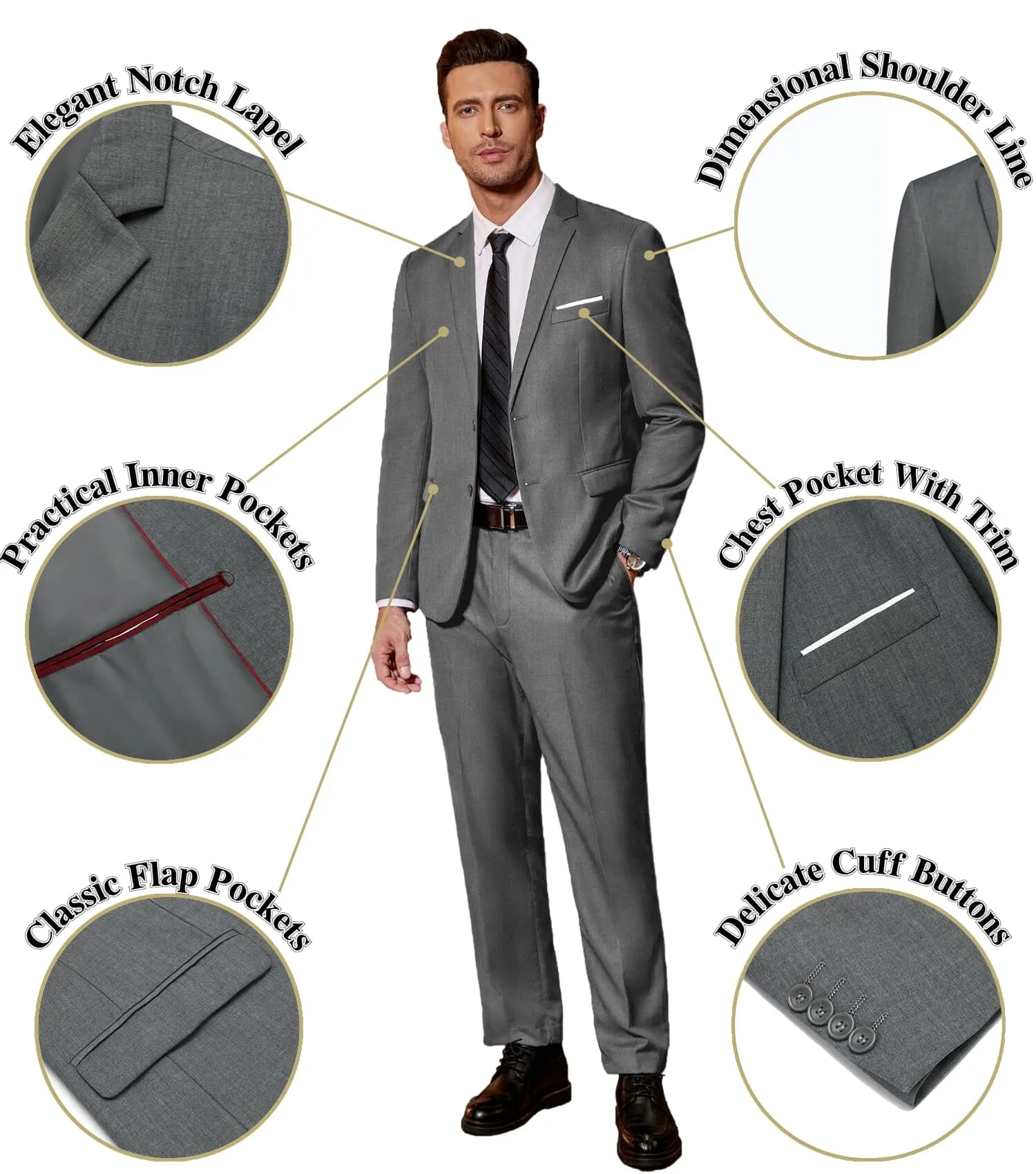 2 Piece Suits Set Slim Fit Tuxedo Jacket Suits (US Only)