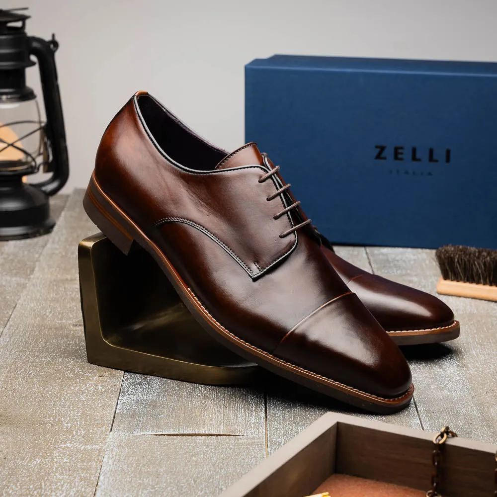 25-550-CST ENZO Italian Calfskin Cap Toe Chestnut