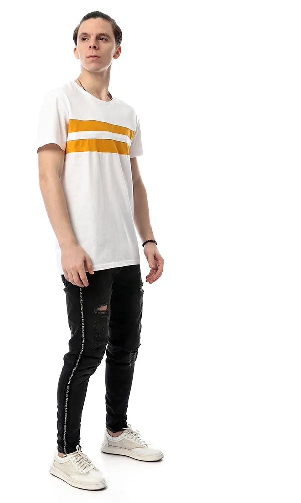 53178 Double Stripe Orange & White Tee