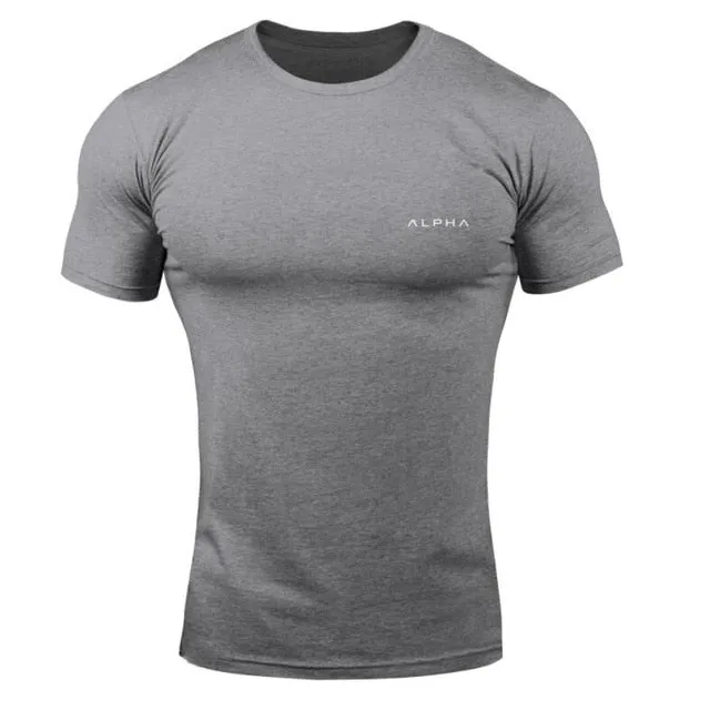 ALPHA 2018 New Brand Clothing Gyms Tight T-shirt Mens Fitness T-shirt Homme Gyms T Shirt Men Fitness  Summer Top Tees