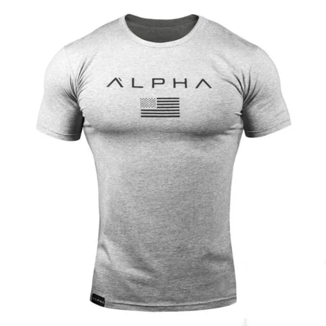 ALPHA 2018 New Brand Clothing Gyms Tight T-shirt Mens Fitness T-shirt Homme Gyms T Shirt Men Fitness  Summer Top Tees