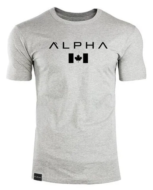 ALPHA 2018 New Brand Clothing Gyms Tight T-shirt Mens Fitness T-shirt Homme Gyms T Shirt Men Fitness  Summer Top Tees