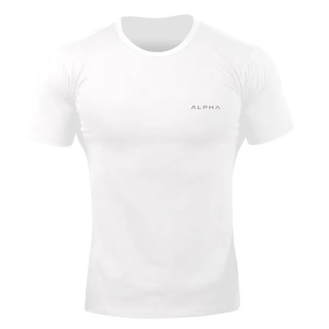 ALPHA 2018 New Brand Clothing Gyms Tight T-shirt Mens Fitness T-shirt Homme Gyms T Shirt Men Fitness  Summer Top Tees