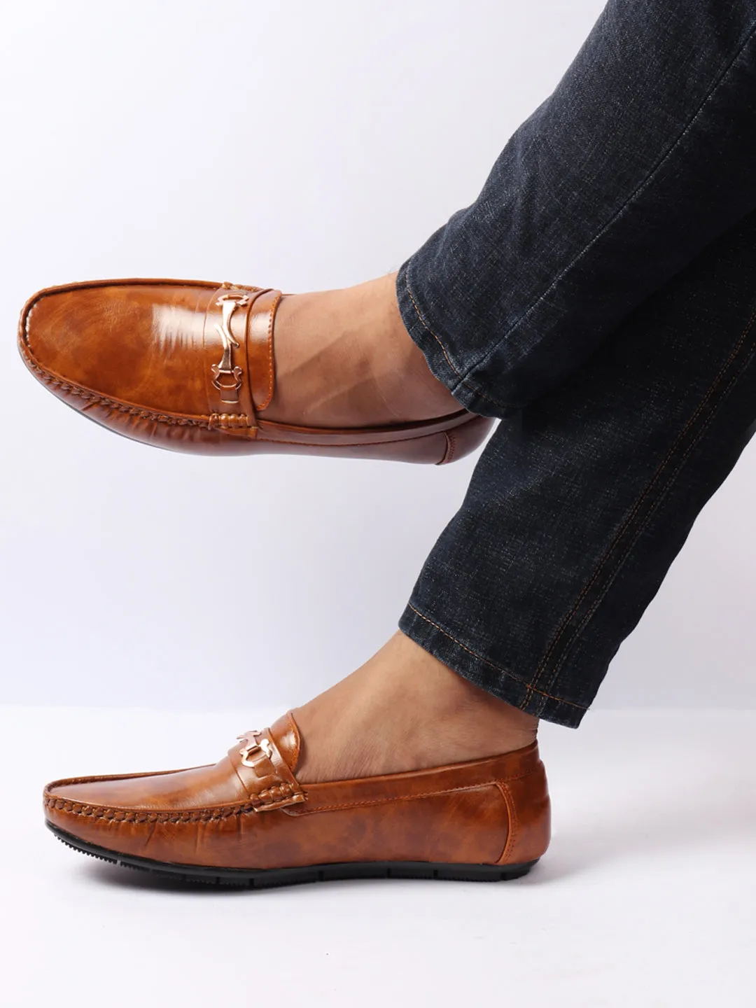 Basics Men Tan Horsebit Buckle Slip On Loafer Mocassin Shoes