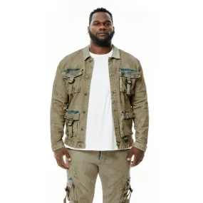 Big and Tall Overspray Utility  Jean Jacket - Hazelnut