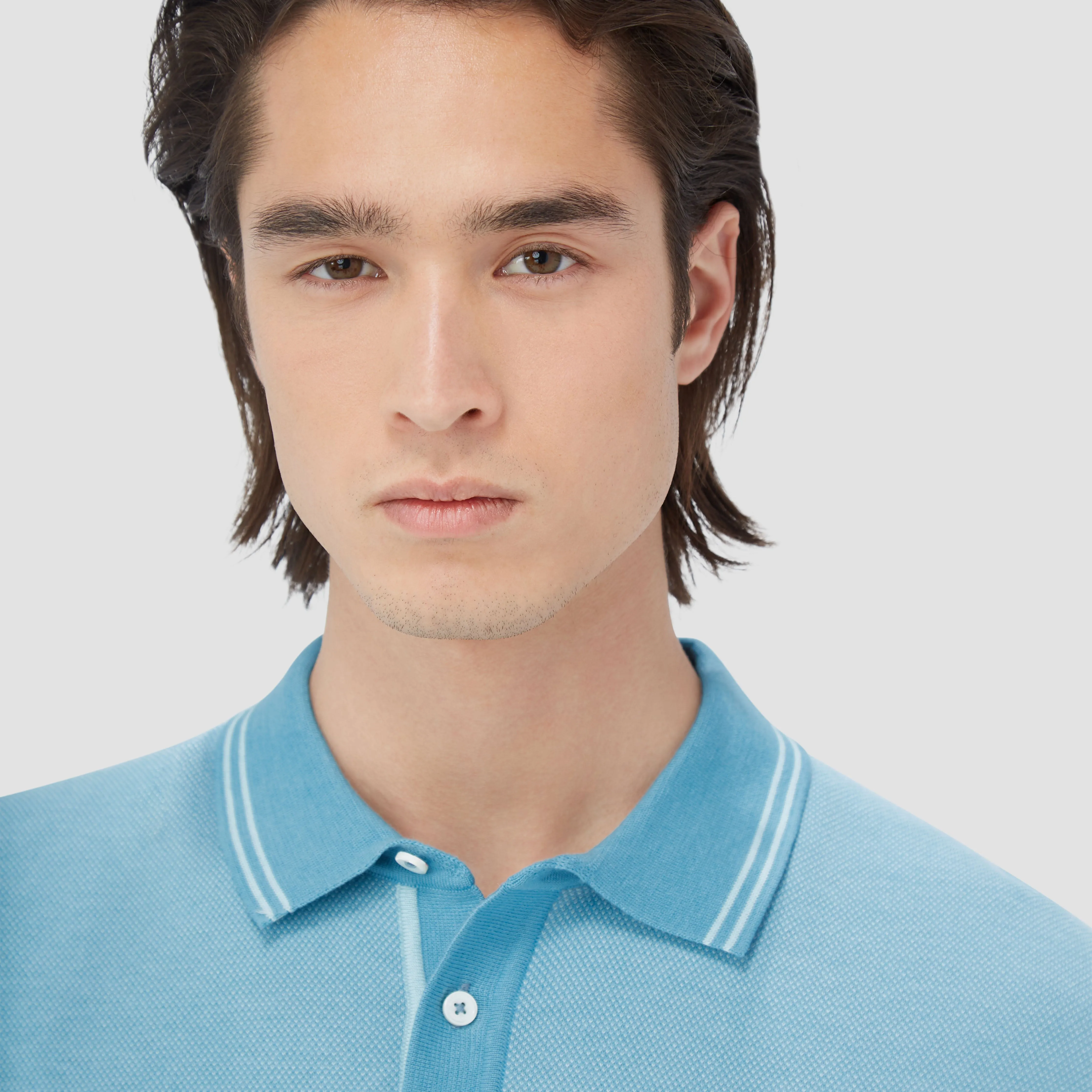 Bird's Eye Jacquard Short-Sleeved Polo Sweater