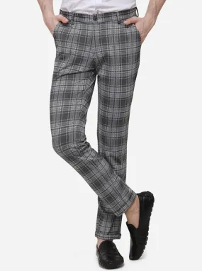 Black & Grey Printed Venice Fit Casual Trouser | JadeBlue