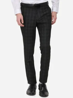 Black Checked Super Slim Fit Formal Trouser | Greenfibre