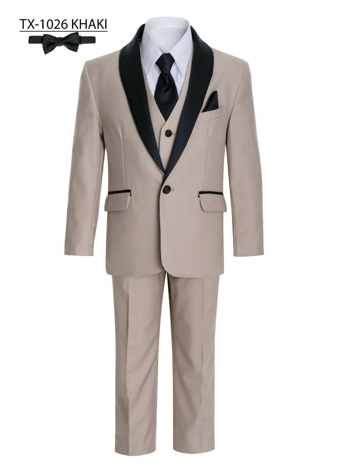 Boys Khaki/Beige Shawl Tuxedo Suit