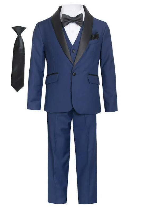 Boys Navy Shawl Tuxedo Suit