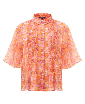 Cass Hallie Crinkle Shirt - Persimmon