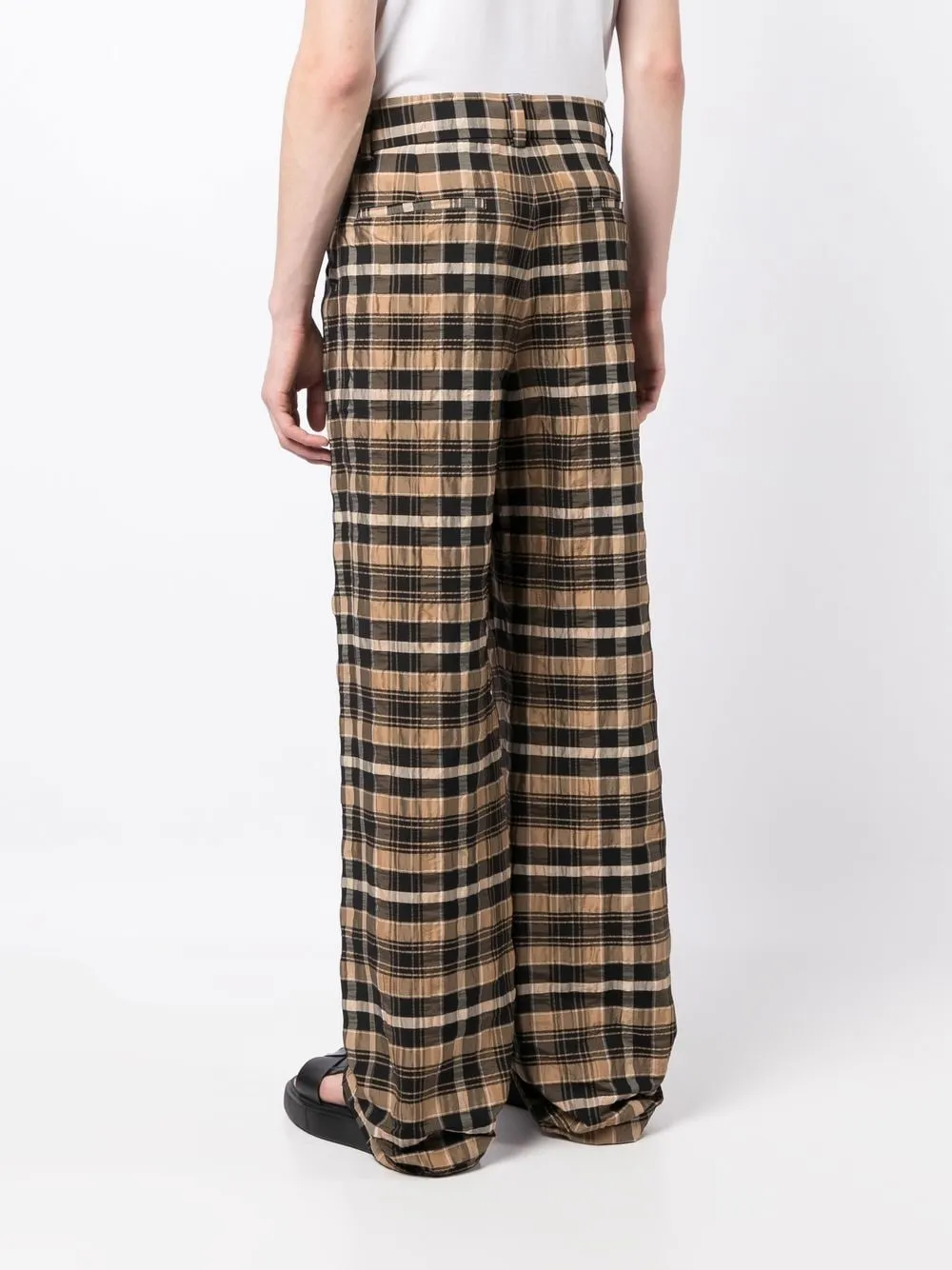 Check-Print Straight-Leg Trousers