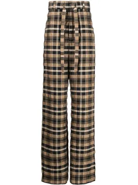 Check-Print Straight-Leg Trousers