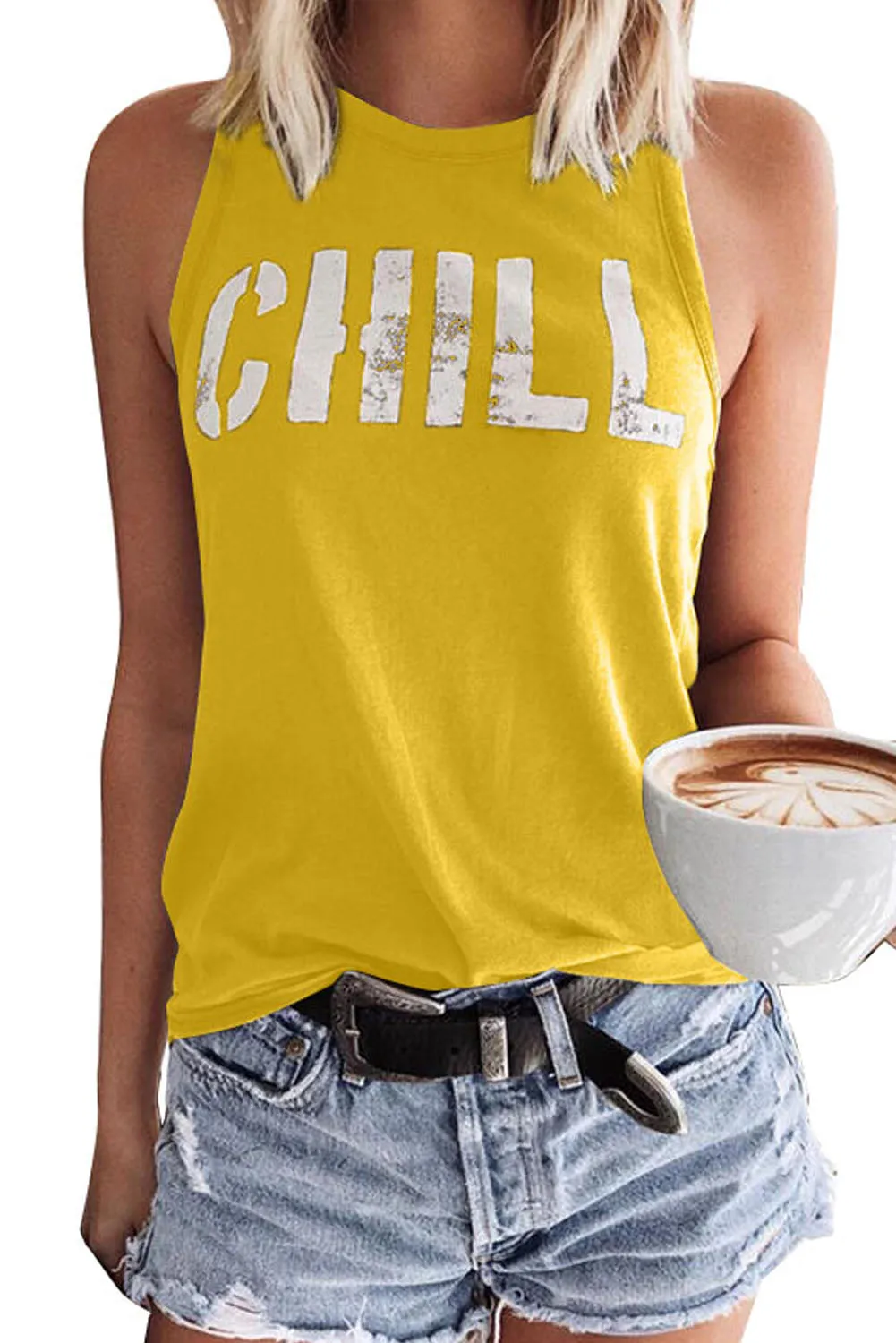 CHILL Graphic Tank Tops for Womens Summer Sleeveless Vest T Shirt