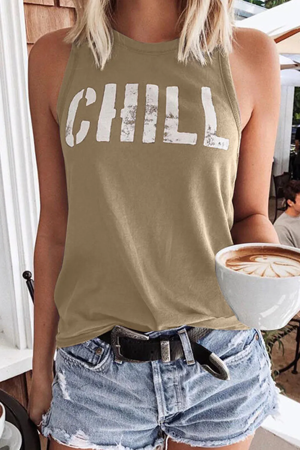 CHILL Graphic Tank Tops for Womens Summer Sleeveless Vest T Shirt