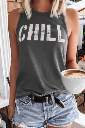 CHILL Graphic Tank Tops for Womens Summer Sleeveless Vest T Shirt