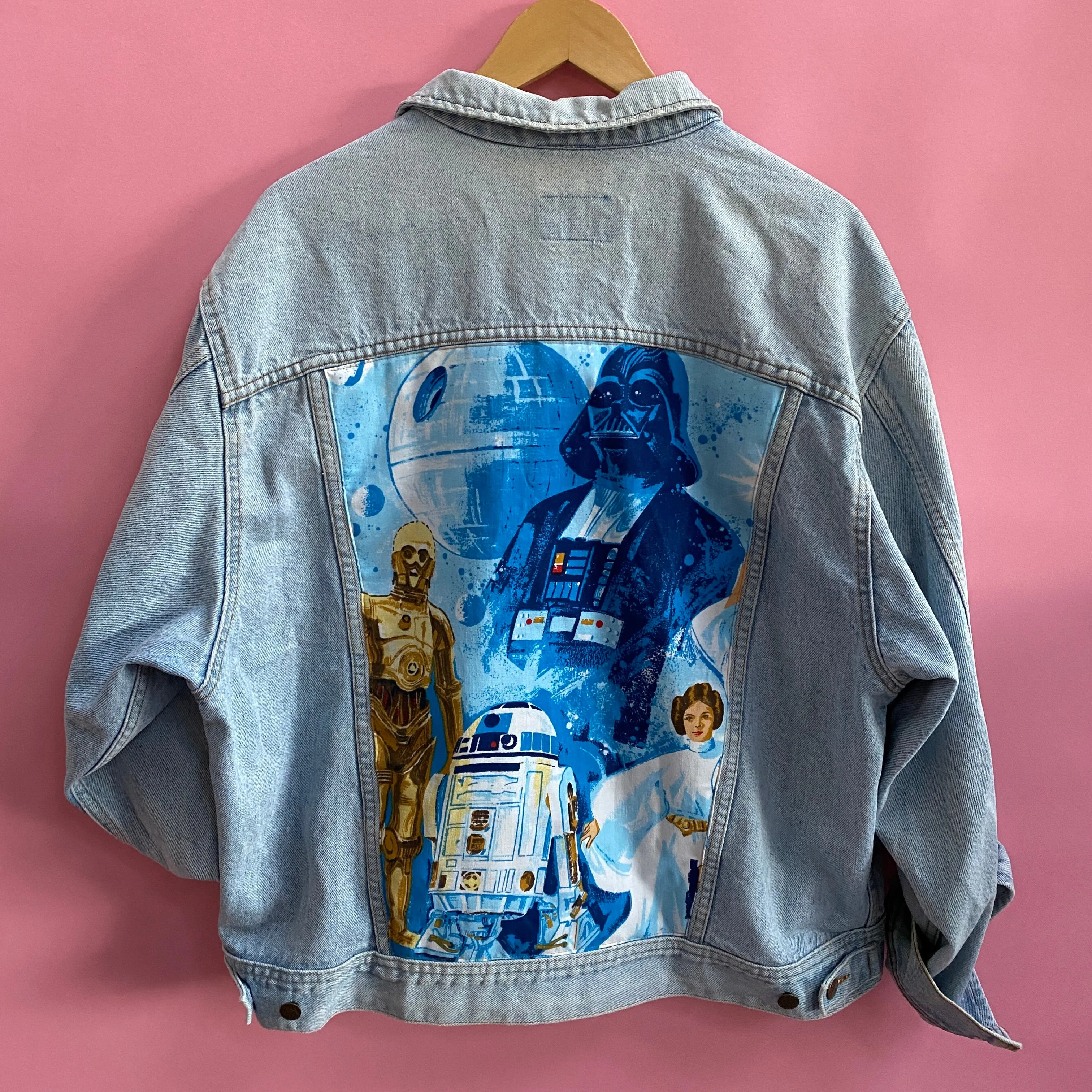 Denim Jacket made with Reworked Duvet Cover.