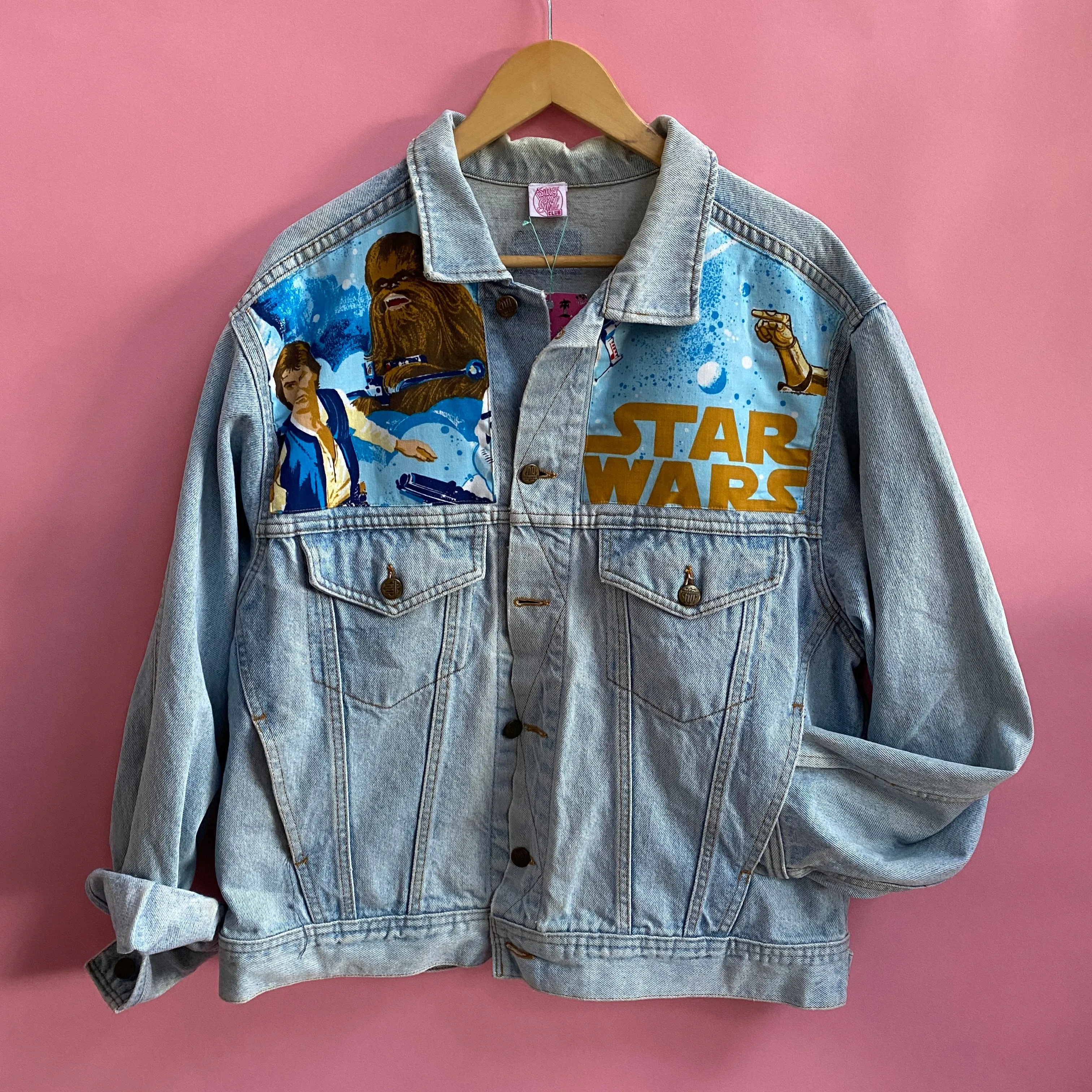 Denim Jacket made with Reworked Duvet Cover.