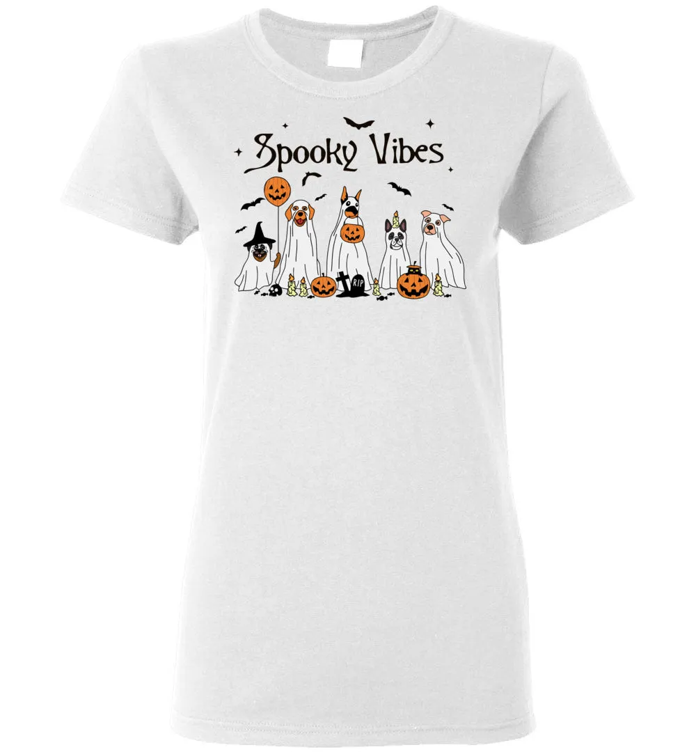 Dog Spooky Vibes Ladies Short-Sleeve T-Shirt