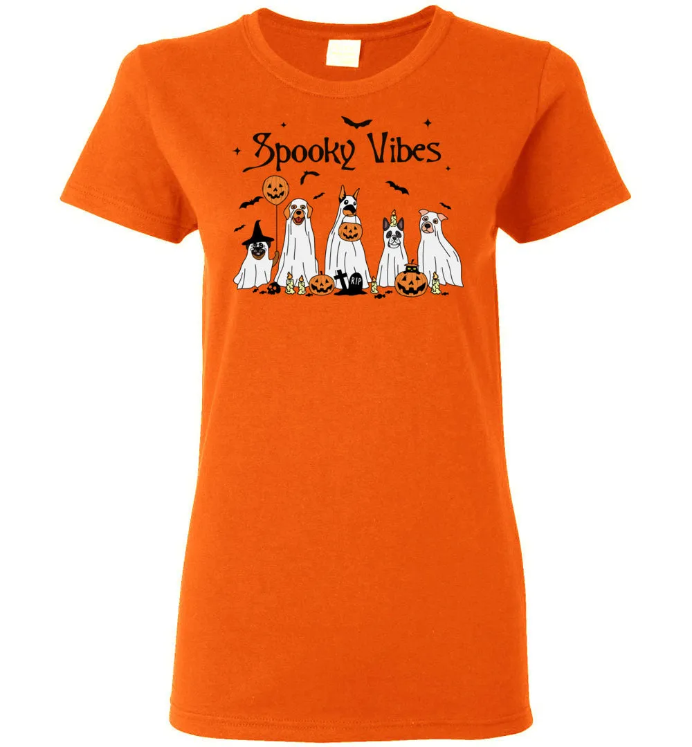 Dog Spooky Vibes Ladies Short-Sleeve T-Shirt