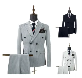 Double Breasted Men’s 3 Pieces Suit Custom Made Smart Fit Occasions Party Business Suits Set (Blazer   Vest   Pants)| HC67