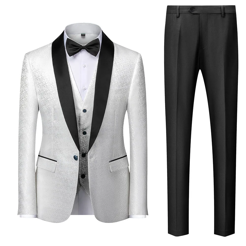 Elegant Strip Men's Formal 3 Piece Suit Wedding Party Formal Business Tuxedo Suits