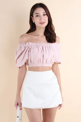 ELLAMAE PUFF SLEEVE CROP TOP IN PINK