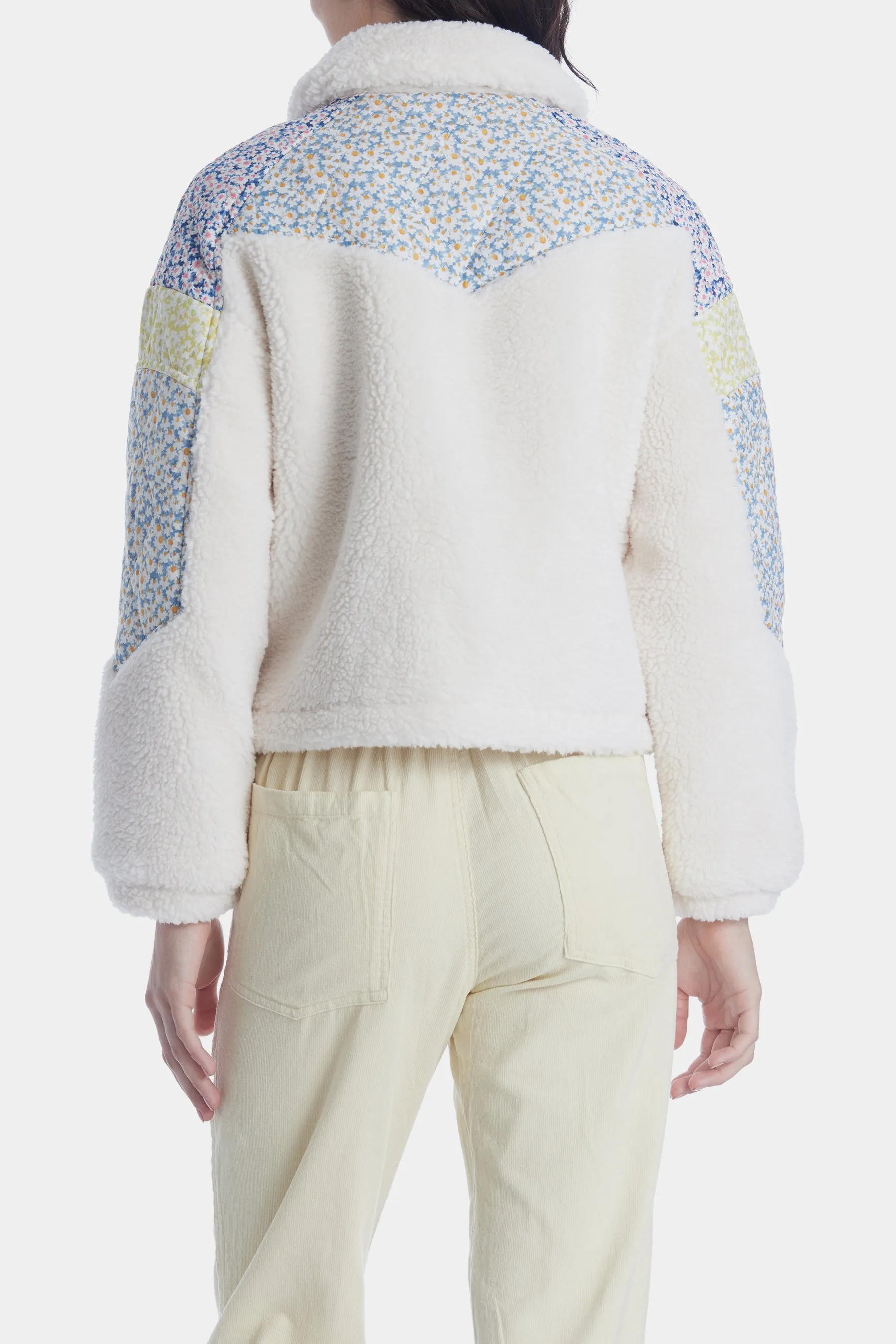 Flower Patch Collared Sherpa Jacket