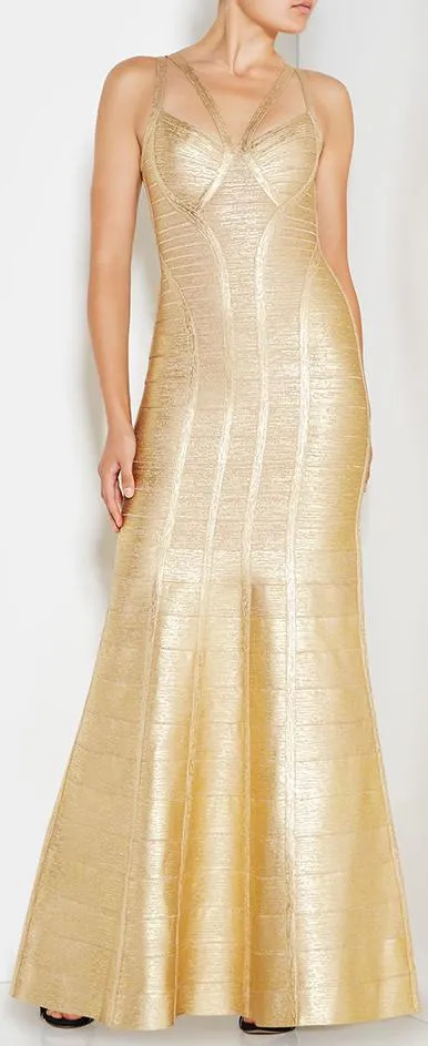 'Gabriela' Woodgrain Foil Print Gown