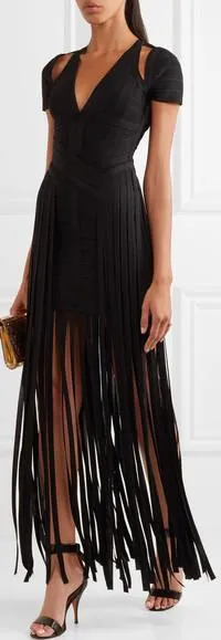 'Geena' Fringe Bandage Gown