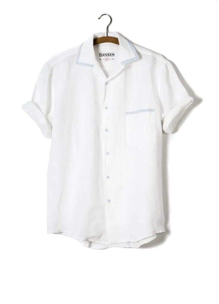 JONNY | Short Sleeve Linen Shirt | White