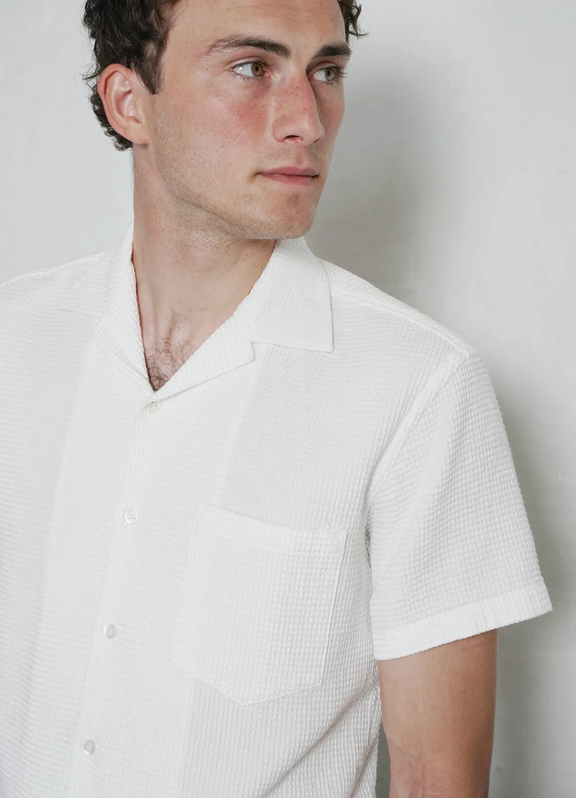 JONNY | Short Sleeve Shirt | Waffle White