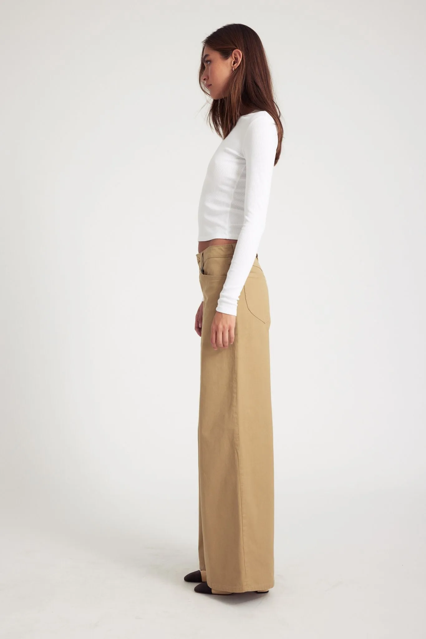 Khaki Wide Leg Pants