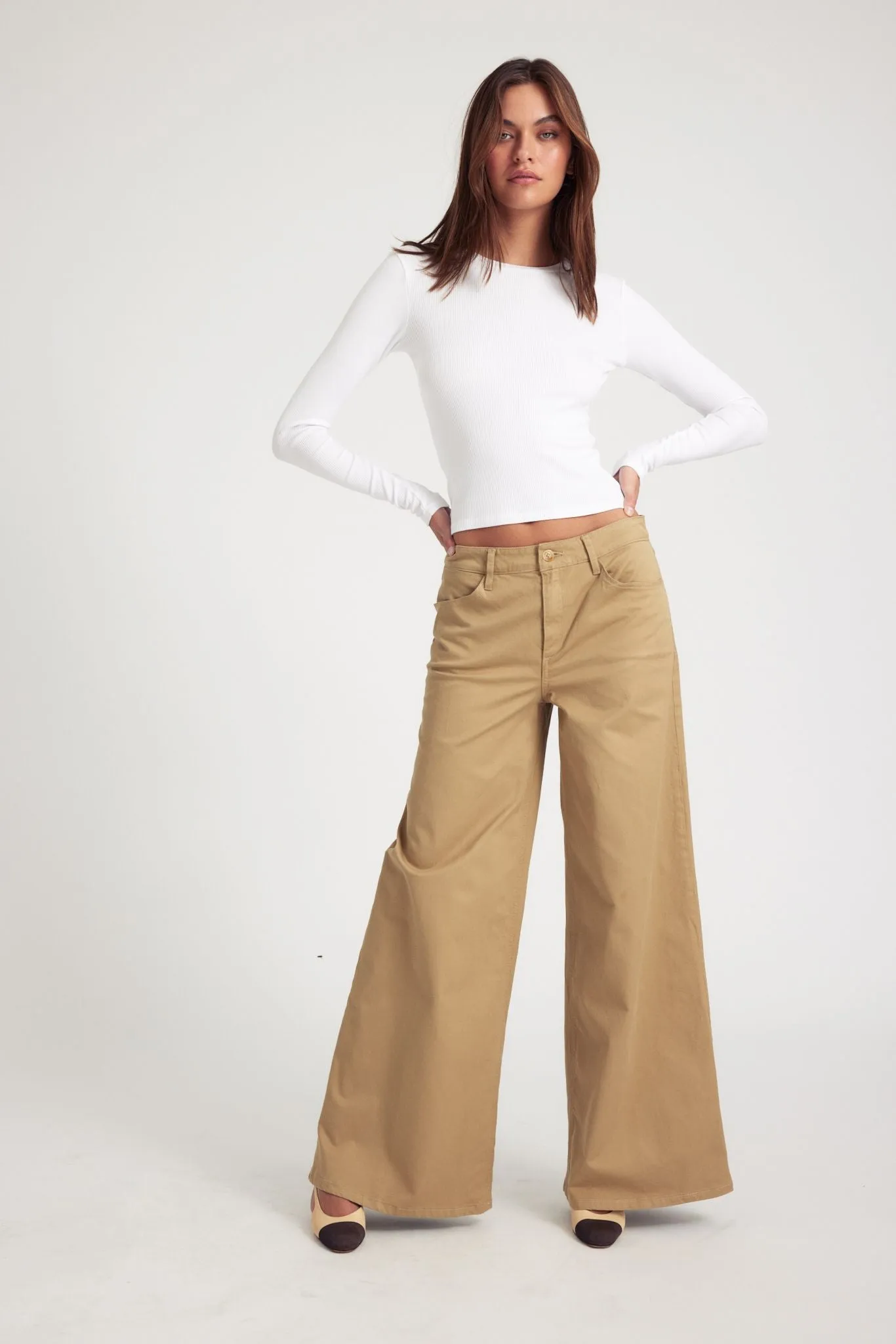 Khaki Wide Leg Pants