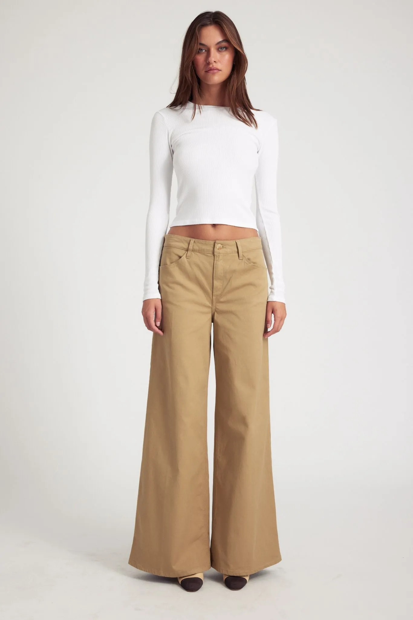 Khaki Wide Leg Pants