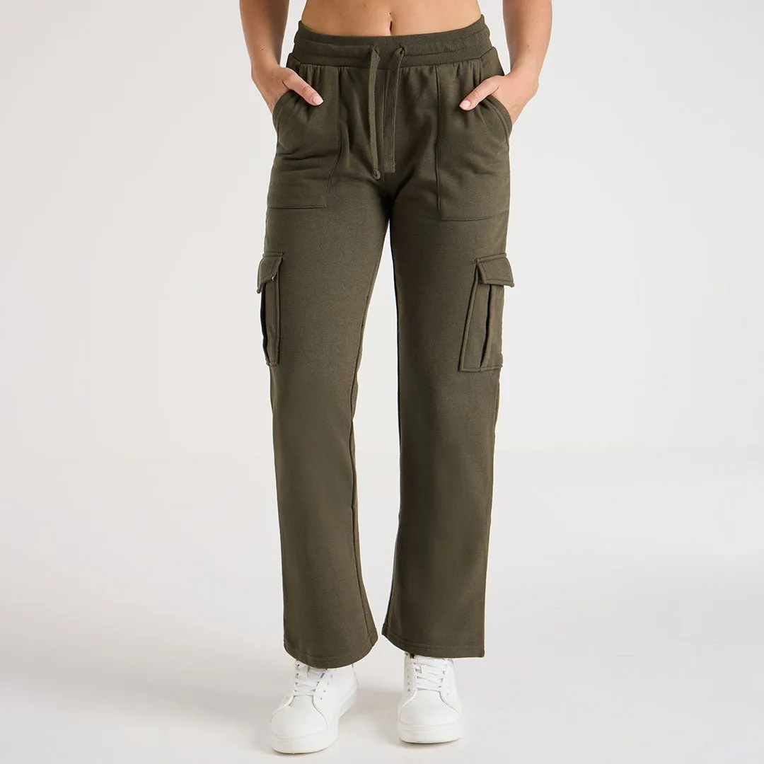 Ladies Khaki Cargo Joggers