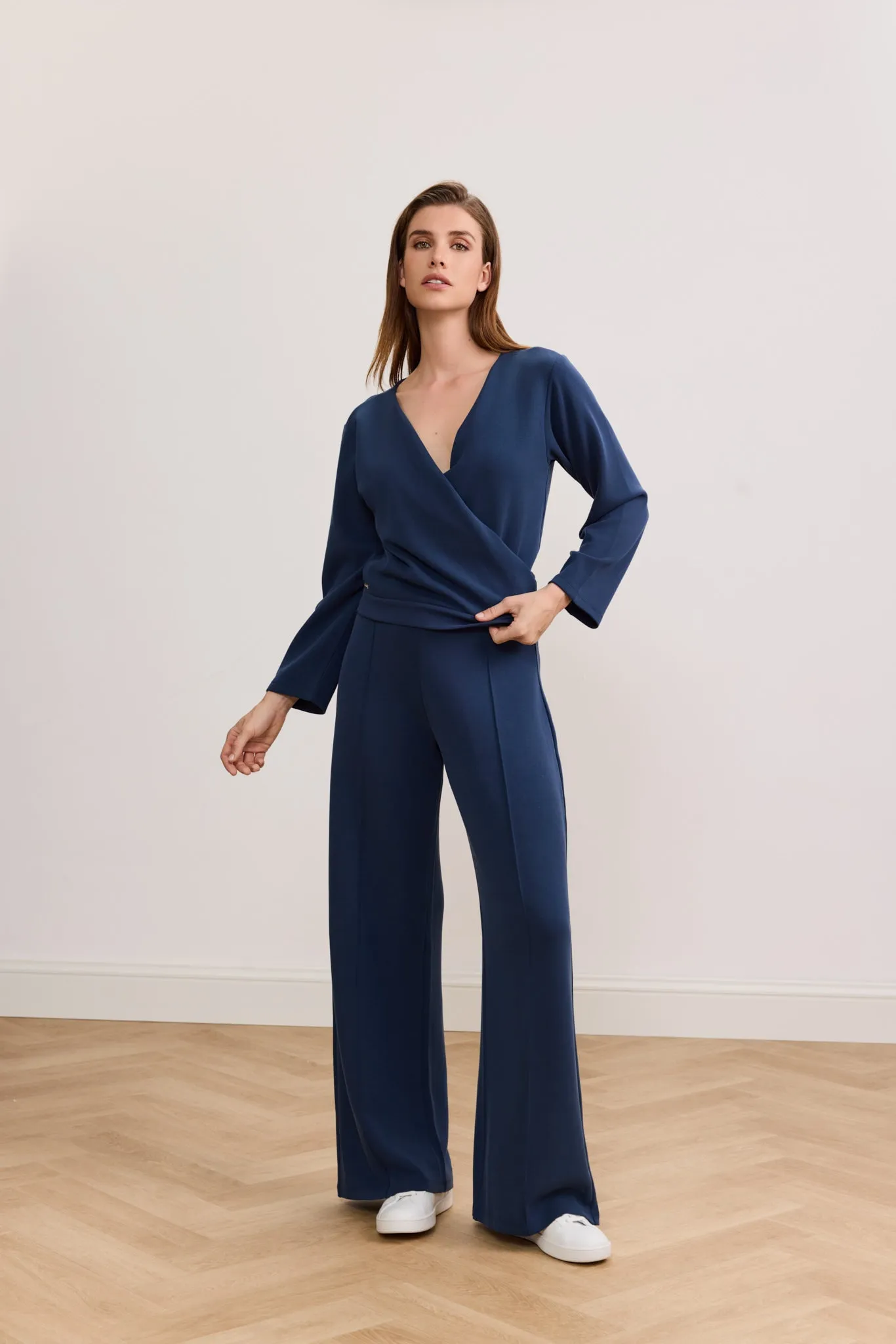 LARA wide leg pants - Night Blue