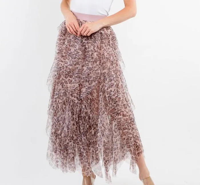 Layered Tulle Midi Skirt