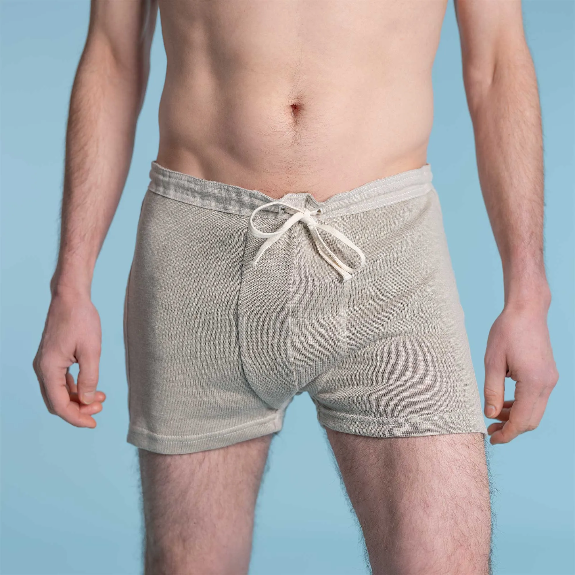 LISZT Elastic-free 100% Organic Linen Knit Boxers (Latex-Free; OC Thread; Polyester-free; Plastic-free; Dye-free) (100% Biodegradable)