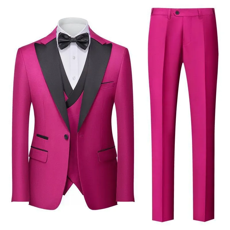 Men’s 3 Piece Collar Suit for Wedding Party & Formal Tuxedo Dress Jacket with Pants Vest Suits Sets | 701