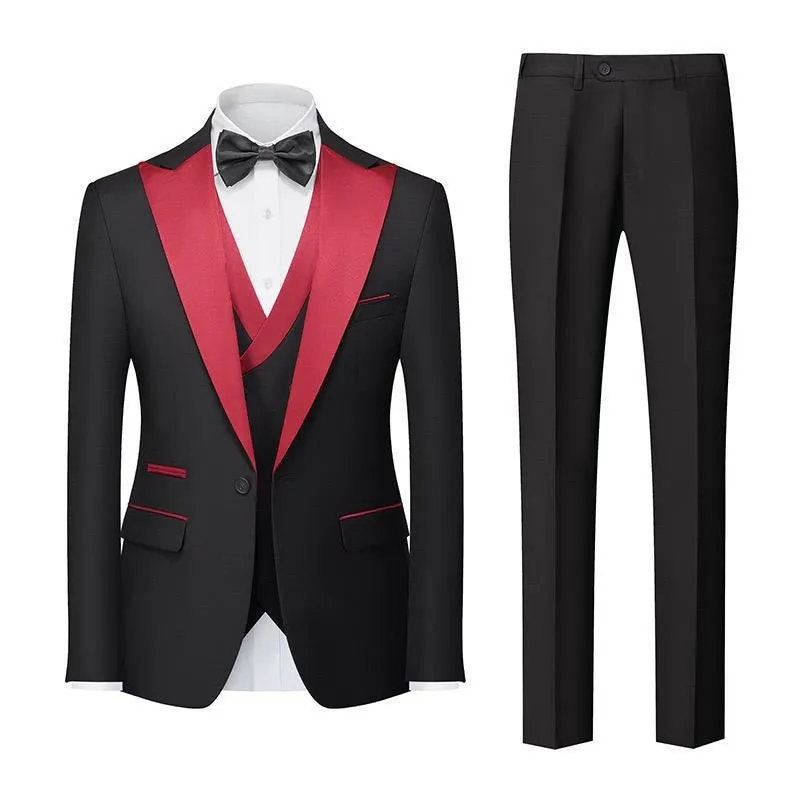 Men’s 3 Piece Collar Suit for Wedding Party & Formal Tuxedo Dress Jacket with Pants Vest Suits Sets | 701