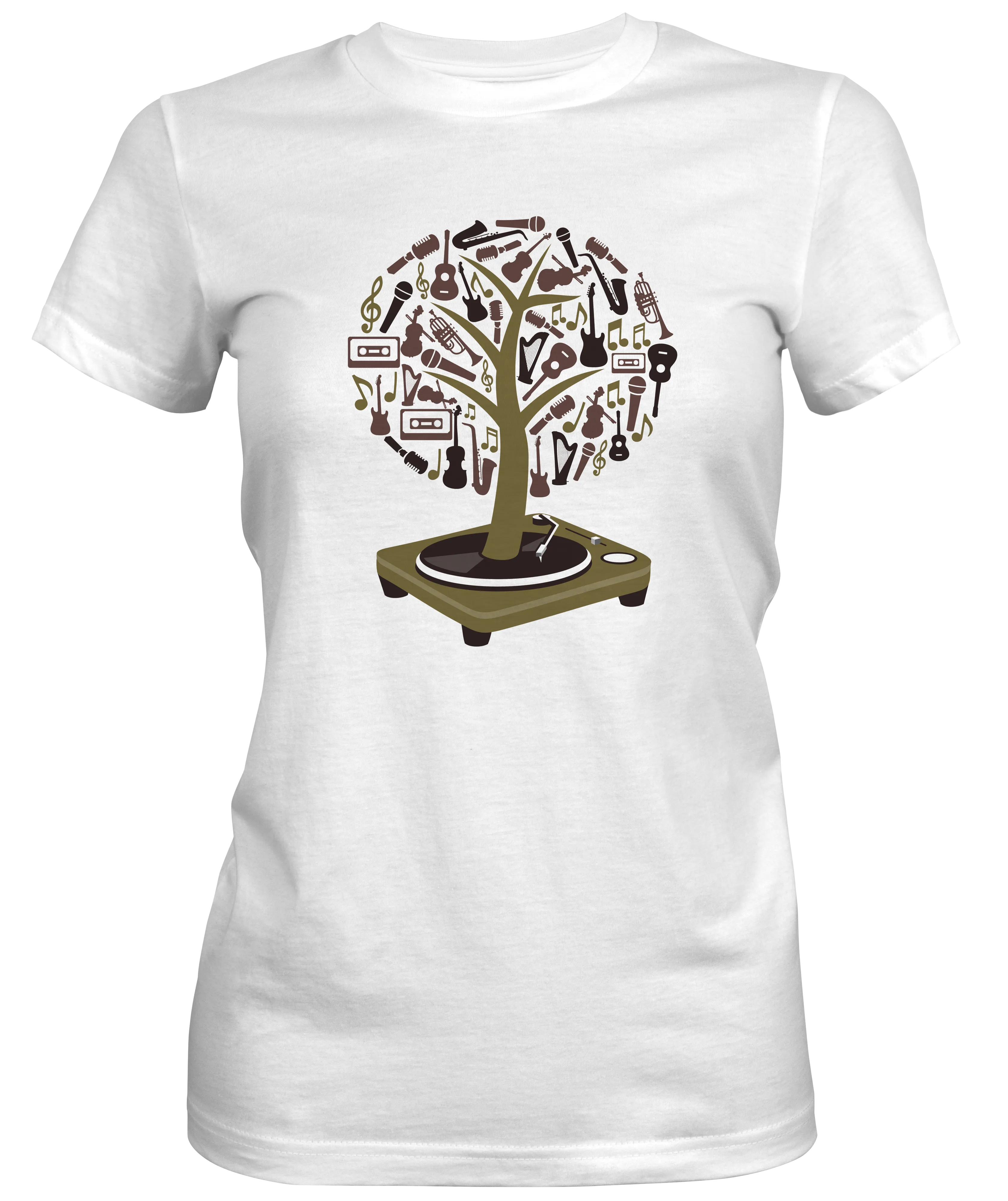 Musical Vinyl Record Tree Ladies Graphic T-shirts