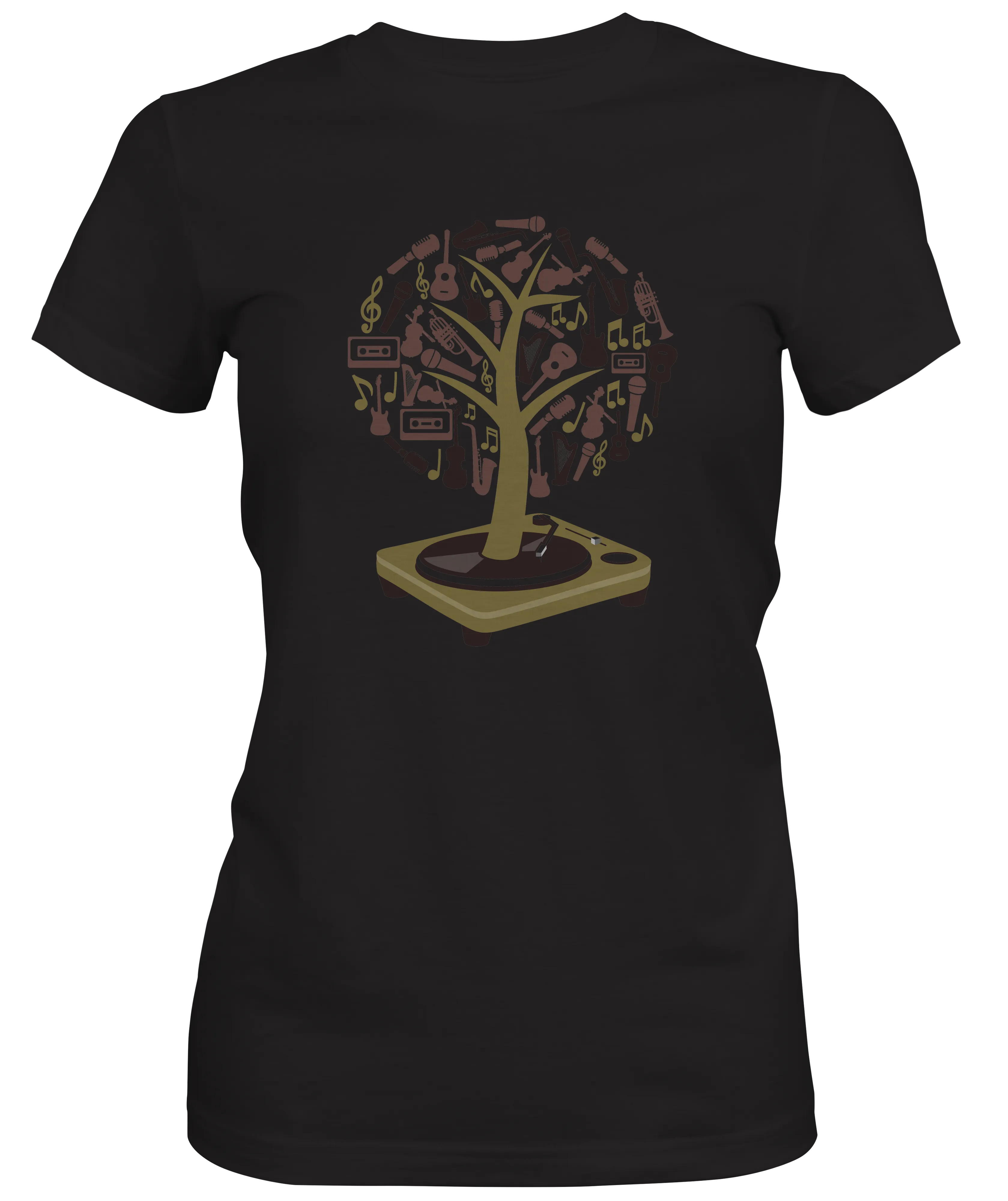 Musical Vinyl Record Tree Ladies Graphic T-shirts