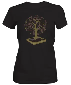 Musical Vinyl Record Tree Ladies Graphic T-shirts