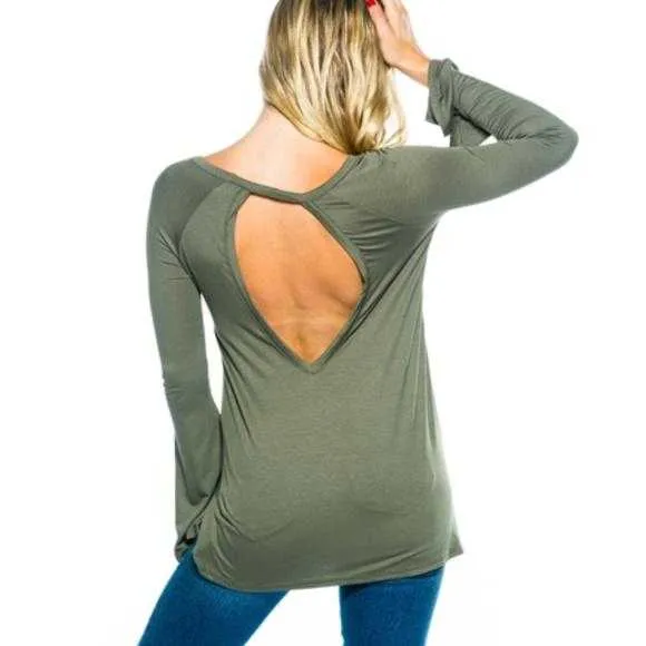 Olive Green Bell Sleeved Top