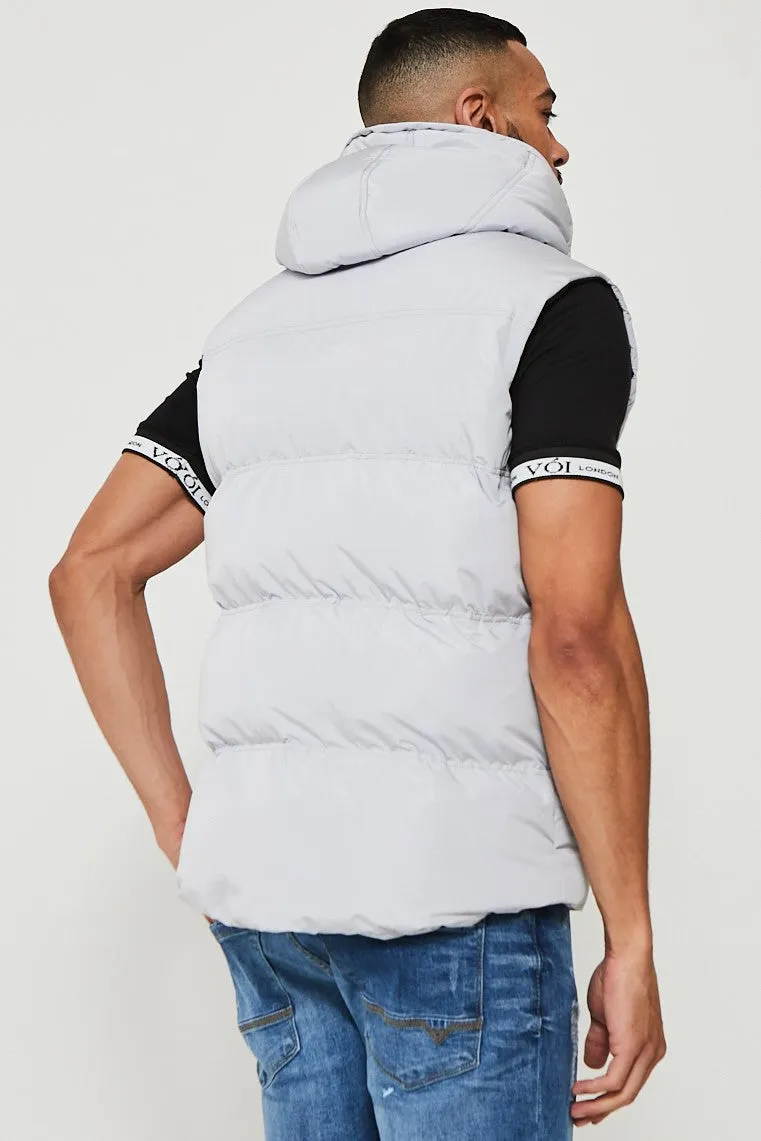 Palmerston Hooded Puffer Gilet - Grey