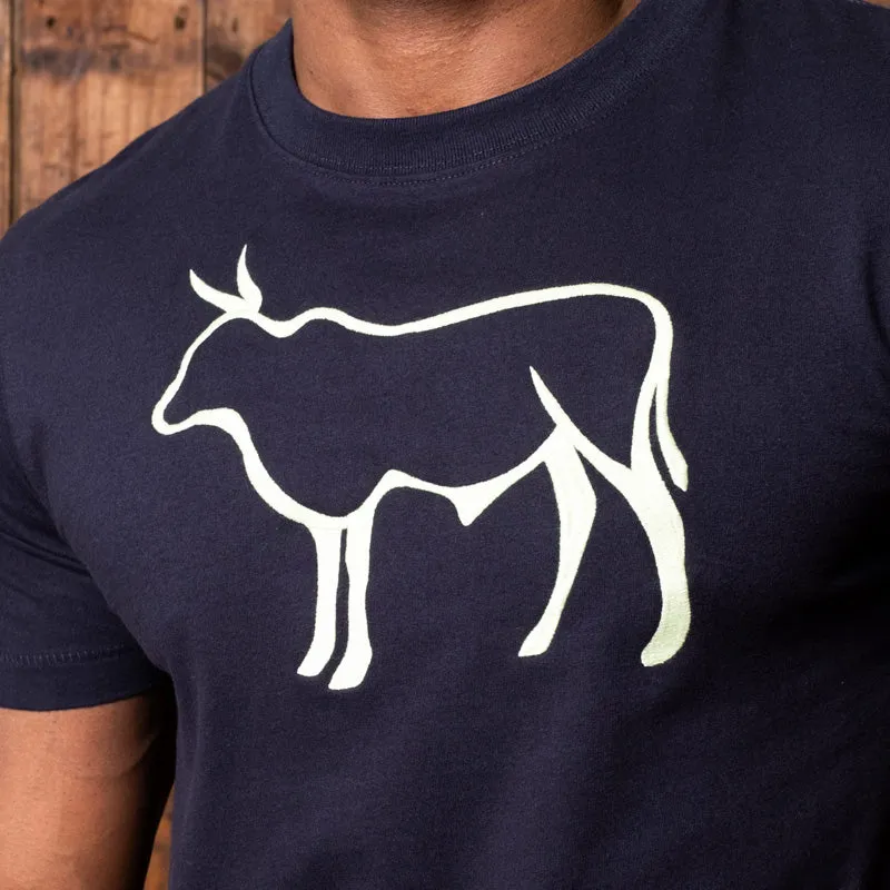 Satin Stitch Outline Nguni Crew Tee Midnight