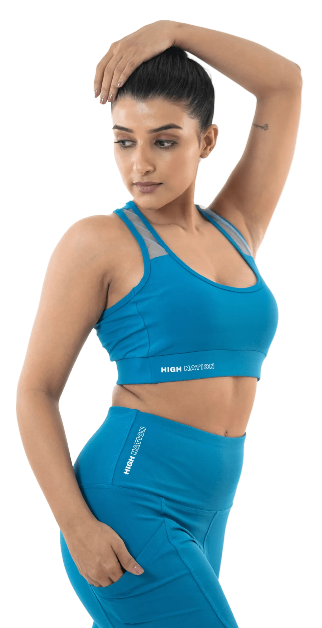 Sea Port Blue Sports Bra-Capri Pant Co-Ord Set