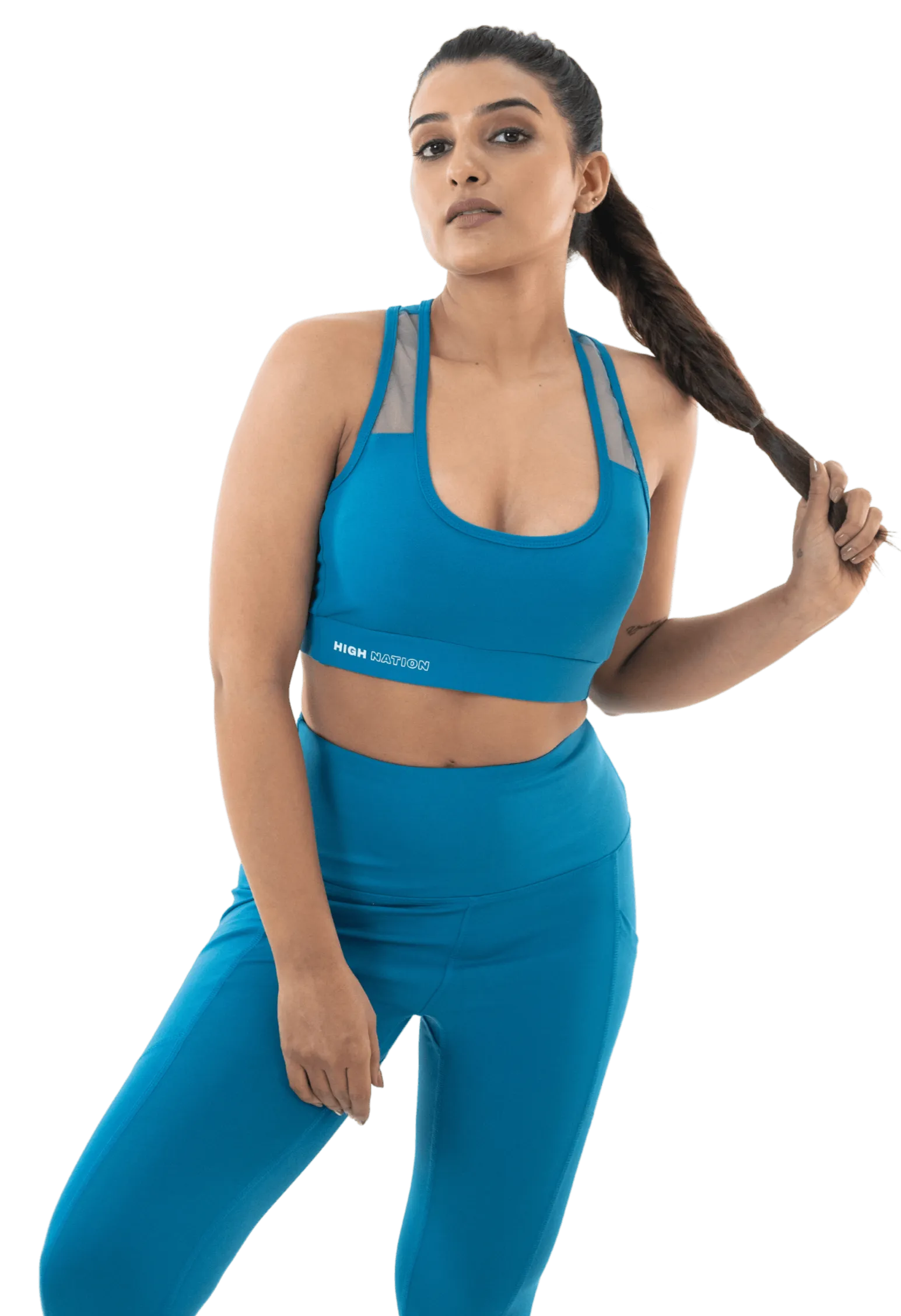 Sea Port Blue Sports Bra-Capri Pant Co-Ord Set