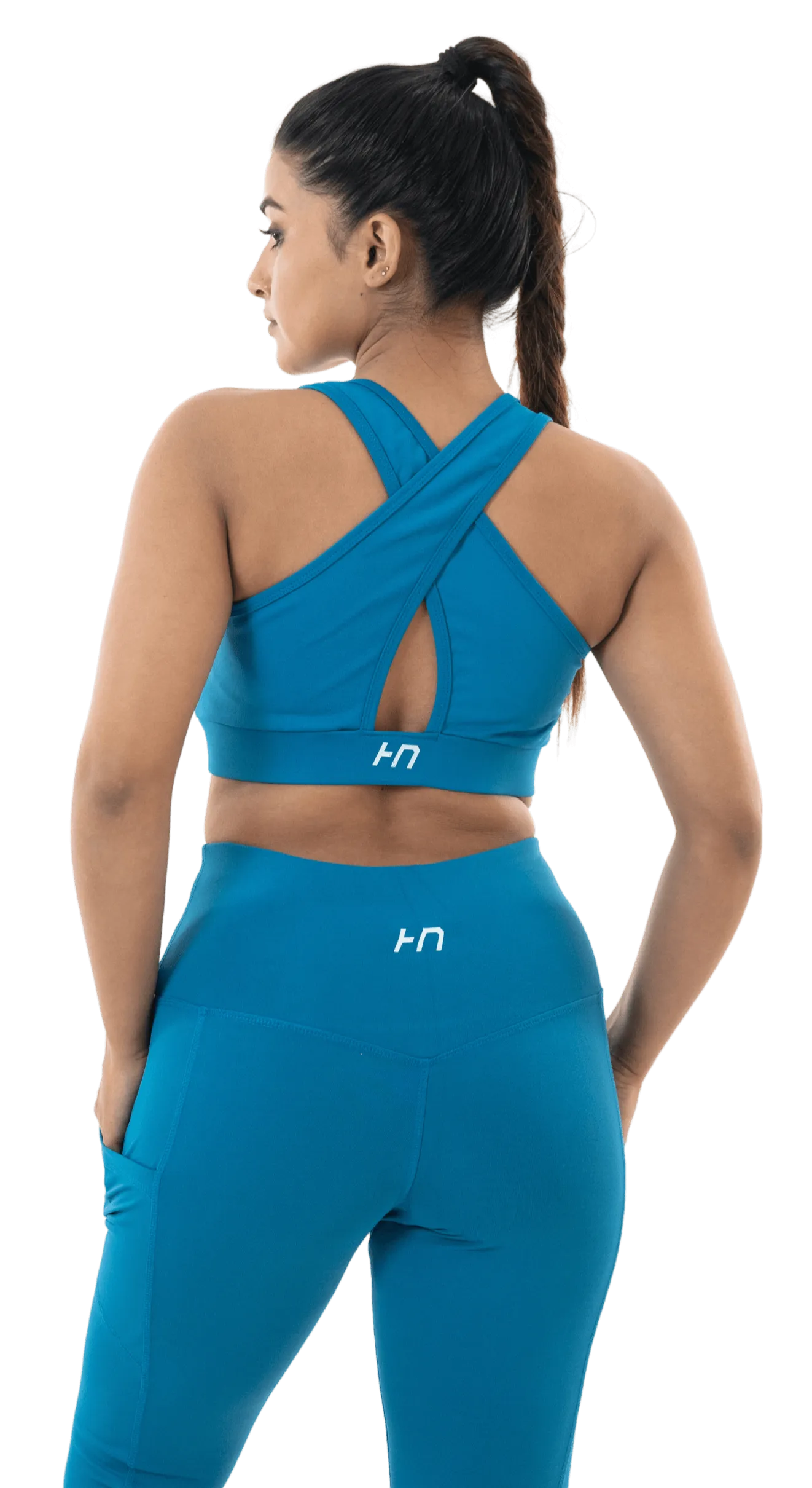 Sea Port Blue Sports Bra-Capri Pant Co-Ord Set